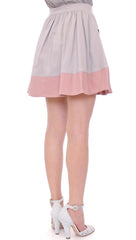 Comeforbreakfast Pink Gray Mini Short Pleated Skirt - S - Skirts