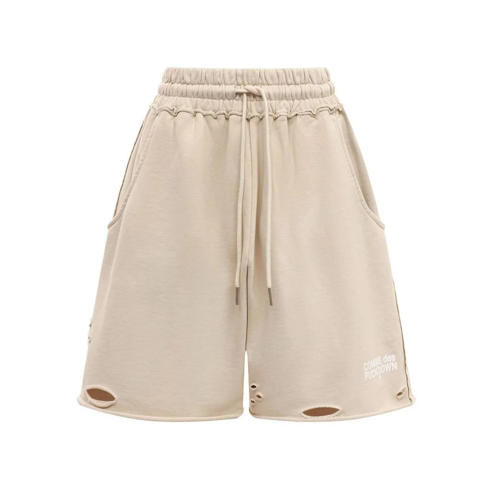 Comme Des Fuckdown Beige Cotton Short - Jogger Shorts