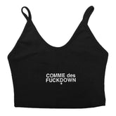 Comme Des Fuckdown Black Cotton Women Crop Top - Crop Tops