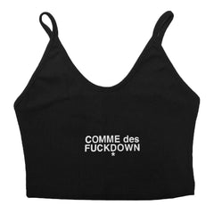 Comme Des Fuckdown Black Cotton Women Crop Top - Crop Tops