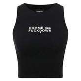 Comme Des Fuckdown Black Cotton Women Cropped Top - Crop Tops