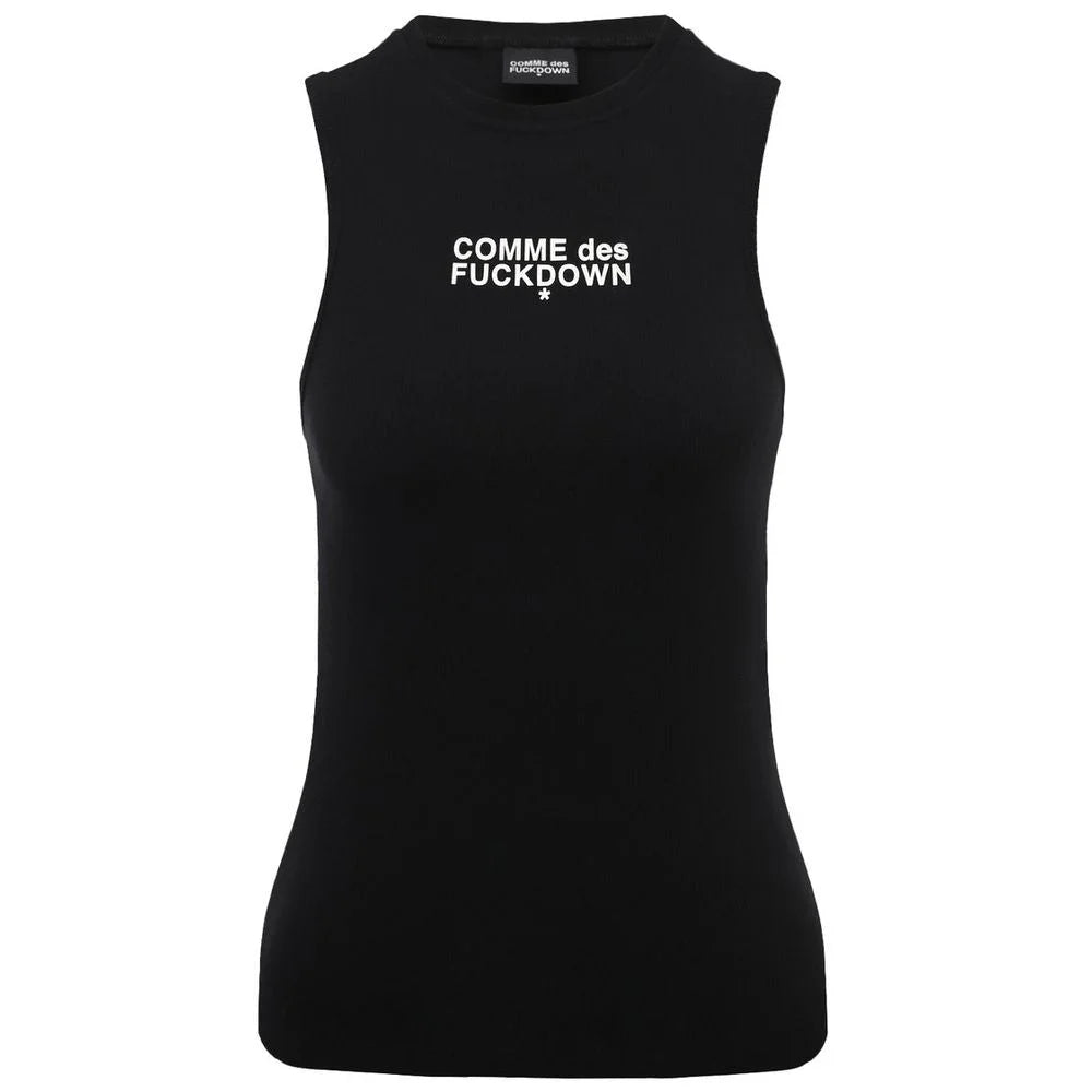 Comme Des Fuckdown Black Cotton Women Tank Top - Tank Tops
