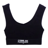 Comme Des Fuckdown Black Cotton Women Top - Sports Bras