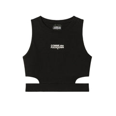 Comme Des Fuckdown Black Cotton Women Top - Tank Tops