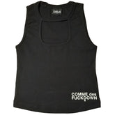 Comme Des Fuckdown Black Cotton Women Top - Tank Tops