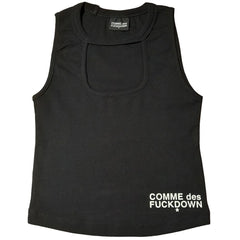 Comme Des Fuckdown Black Cotton Women Top - Tank Tops