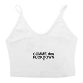 Comme Des Fuckdown White Cotton Women Crop Top - Crop Tops