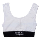 Comme Des Fuckdown White Cotton Women Top - Sports Bras