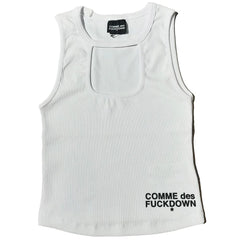 Comme Des Fuckdown White Cotton Women Top - Tank Tops