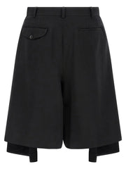 Comme Des Garçons Black Wool Bermuda Shorts