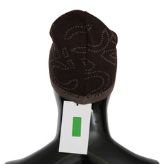 Costume National Beanie Brown Wool Blend Branded Hat - Beanies