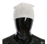Costume National Beanie White Wool Blend Branded Hat - Beanies