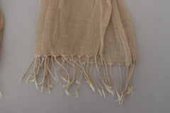 Costume National Beige Cotton Shawl Foulard Fringe Scarf - Scarves & Shawls