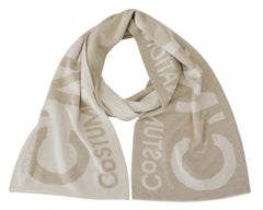 Costume National Beige White Logo Wrap Warmer Shawl Scarf - Scarves & Shawls