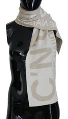 Costume National Beige White Logo Wrap Warmer Shawl Scarf - Scarves & Shawls