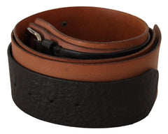 Costume National Black Brown Leather Silver Buckle - 85 cm / 34 Inches - Belts