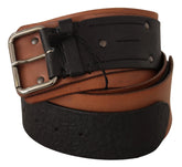 Costume National Black Brown Leather Silver Buckle - 85 cm / 34 Inches - Belts