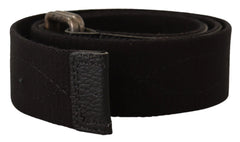 Costume National Black Cotton Ducati Metal Buckle Belt - 85 cm / 34 Inches - Belts