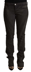 Costume National Black Cotton Mid Waist Skinny Pants - Trousers
