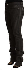 Costume National Black Cotton Mid Waist Skinny Pants - Trousers