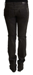 Costume National Black Cotton Mid Waist Skinny Pants - Trousers