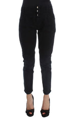 Costume National Black Cotton Slim Fit Cropped Jeans - Jeans