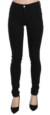 Costume National Black Embellished Mid Waist Skinny Denim Jeans - W26 - Jeans