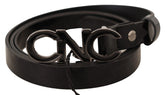 Costume National Black Leather Letter Logo Buckle Belt - 85 cm / 34 Inches - Belts