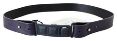 Costume National Black Leather Normal Logo Buckle Waist Belt - 85 cm / 34 Inches - Belts