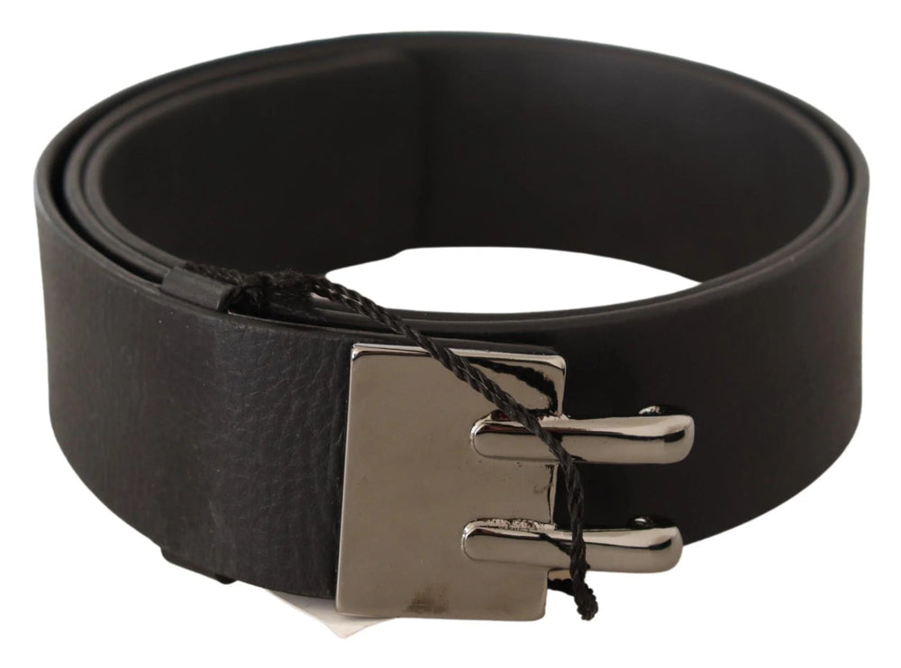 Costume National Black Leather Silver Buckle Waist Belt - 85 cm / 34 Inches - Belts