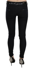 Costume National Black Low Waist Zipper Leg Skinny Denim Jeans - W26