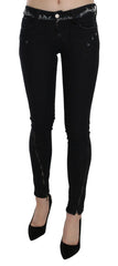 Costume National Black Low Waist Zipper Leg Skinny Denim Jeans - W26