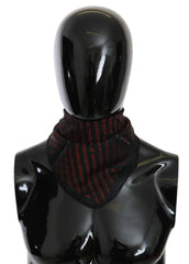 Costume National Black Orange 100% Silk Branded Scarf - Scarves & Shawls