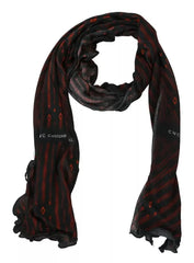Costume National Black Red Viscose Foulard Branded Scarf - Scarves & Shawls