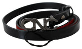 Costume National Black Skinny Leather Logo Buckle Belt - 85 cm / 34 Inches - Belts