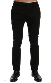 Costume National Black Slim Fit Cotton Stretch Pants - IT46 | S - Trousers