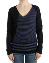 Costume National Black striped V-neck sweater - M - Sweaters
