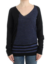 Costume National Black striped V-neck sweater - M - Sweaters