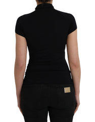Costume National Black Turtleneck Viscose Short Sleeve Top - S - Sweaters