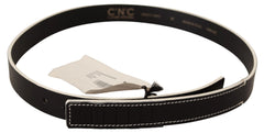 Costume National Black White Leather Fashion Waist Belt - 85 cm / 34 Inches - Belts