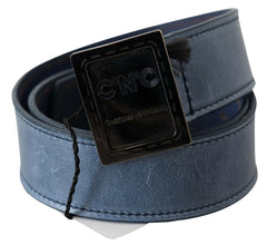 Costume National Blue Normal Leather Logo Buckle Belt - 85 cm / 34 Inches - Belts