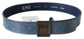 Costume National Blue Normal Leather Logo Buckle Belt - 85 cm / 34 Inches - Belts