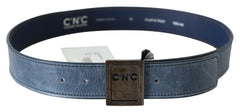 Costume National Blue Normal Leather Logo Buckle Belt - 85 cm / 34 Inches - Belts