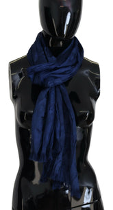 Costume National Blue Silk Shawl Foulard Fringes Scarf - Scarves & Shawls