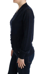 Costume National Blue V-Neck Lightweight Jumper Sweater - M - Sweaters