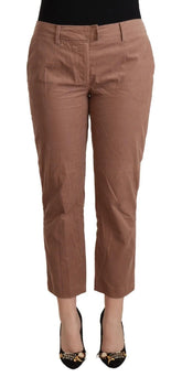 Costume National Brown Cotton Tapered Cropped Pants - Trousers