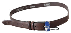 Costume National Brown Genuine Leather Silver Buckle Belt - 85 cm / 34 Inches - Belts