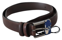 Costume National Brown Genuine Leather Silver Buckle Belt - 85 cm / 34 Inches - Belts