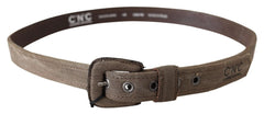 Costume National Brown Leather Logo Buckle Waist Belt - 100 cm / 40 Inches - Belts