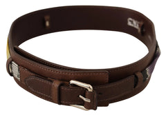 Costume National Brown Leather Silver Buckle Belt - 80 cm / 32 Inches - Belts